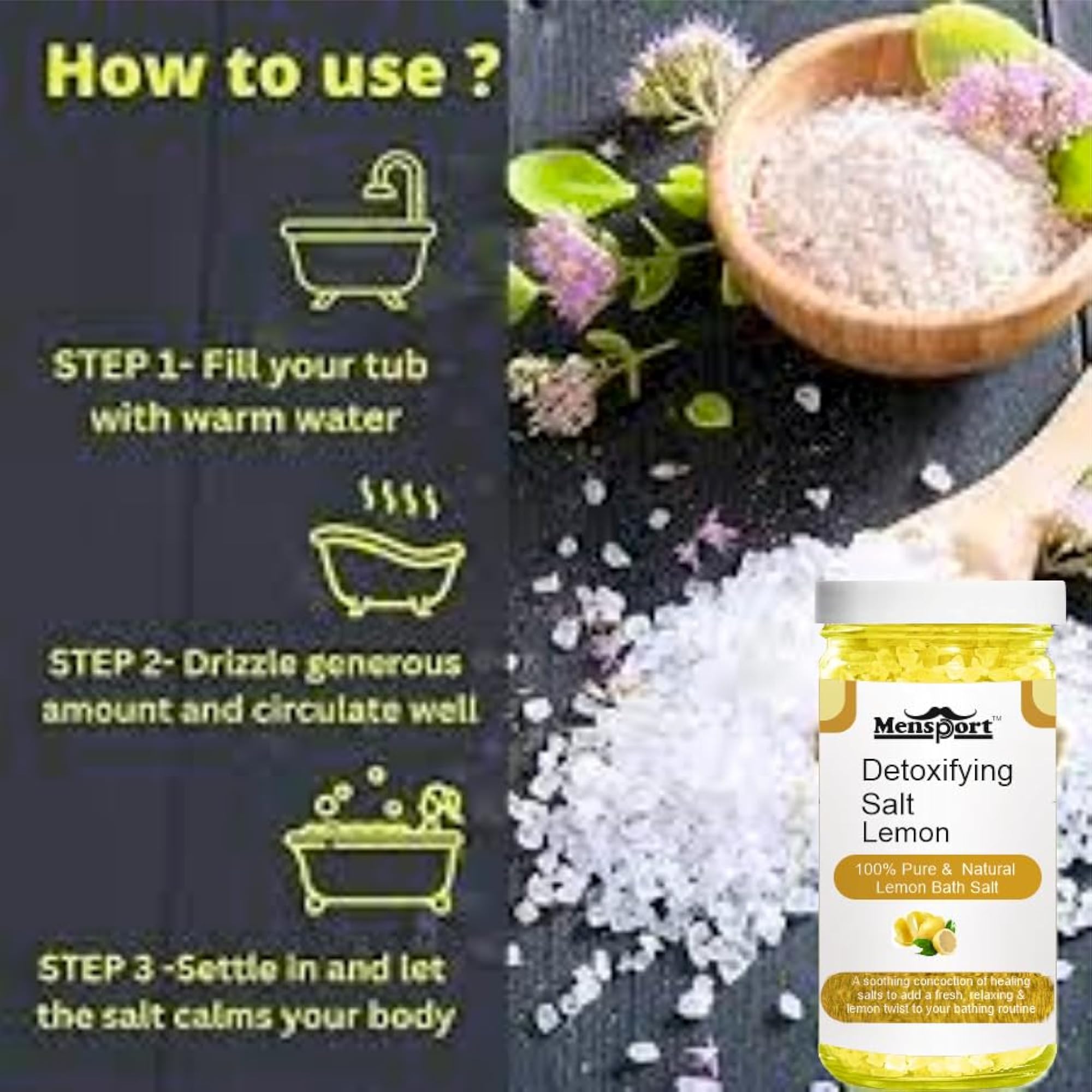 Lavender Lemon & Rose Detoxifying Bath Salt Crystal for Muscle Relief