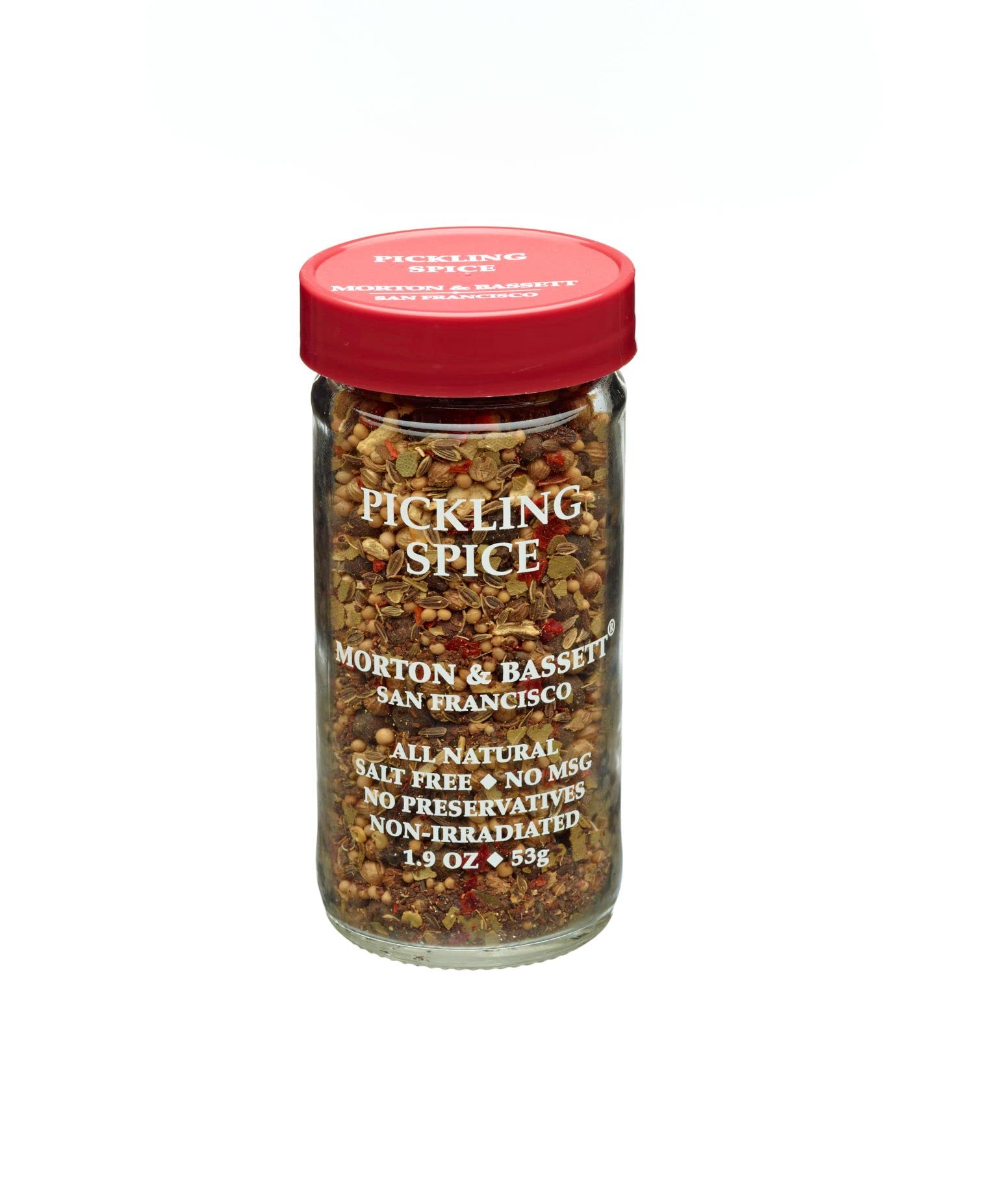 Morton & Bassett Pickling Spice, 2.2 oz – Non-GMO, Salt-Free, Whole Spice Mix for Homemade Pickles, Marinades & Brines