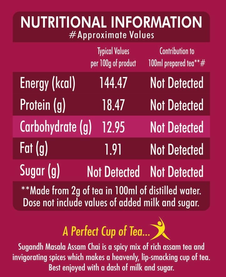 Image of Sugandh Masala Chai Assam Tea with Real Spices 100% Natural - 25 Tea Bags