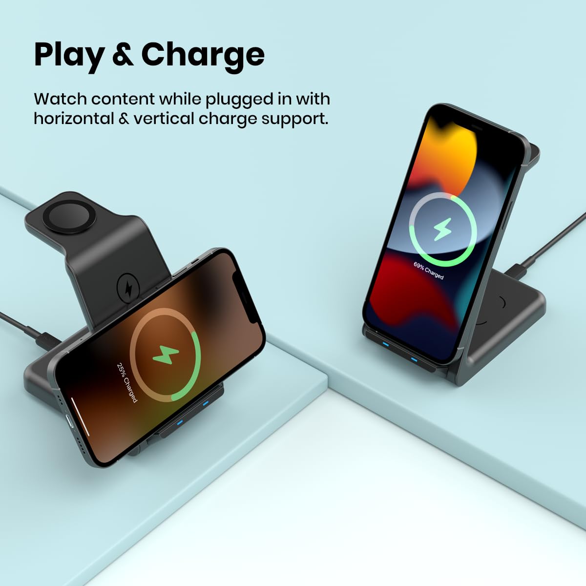 Portronics Freedom Trio 15w 3in1 Wireless Charger for iPhone 15/15 