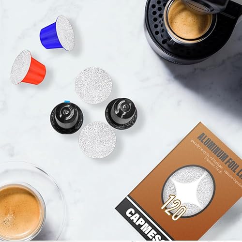 Miniatura 5 de CAPMESSO Cápsulas de café selladas de papel de aluminio, tapas de aluminio para reutilizar, cápsulas originales de Nespresso, cápsulas recargables