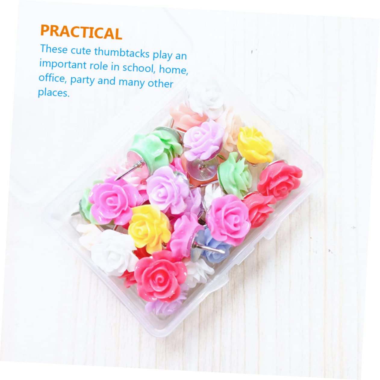 Uonlytech 3 Set Perno Di Fiori Arredamento Dell'ufficio Spingere Bulletin Board Bacheche Virata Puntale in Resina Puntina Da Disegno Penne A Spinta Carine Metallo 60 Pezzi * 3
