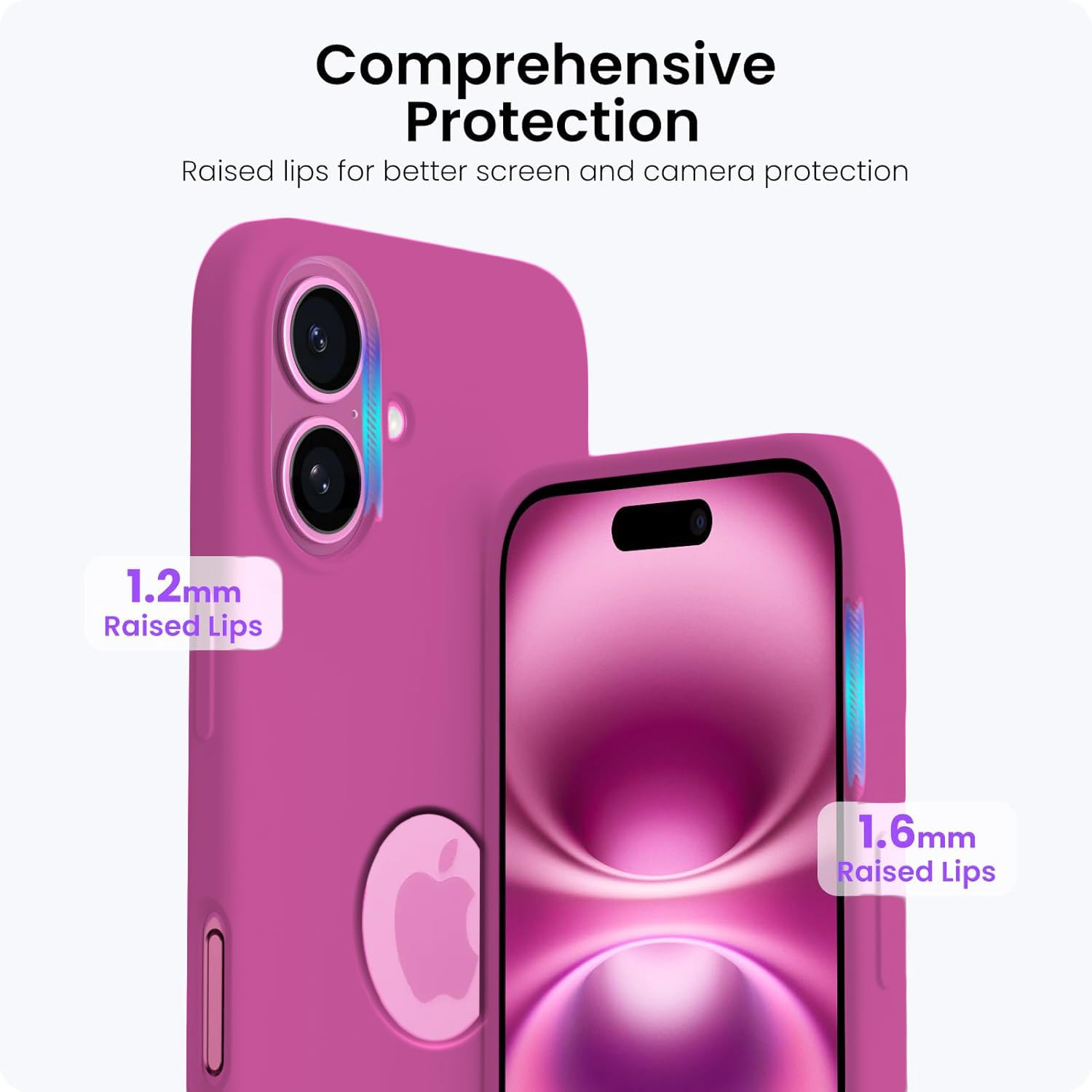 Elzzi Microfiber Logo Cut Cover Compatible for iPhone 16 Case Liquid Silicone Cases Full Body 4 Layer Protective Covers Shockproof Back Cover with High Raised Camera Lips (6.1 inch, Hot Pink) 17 61DzTZ1zYbL. SL1500