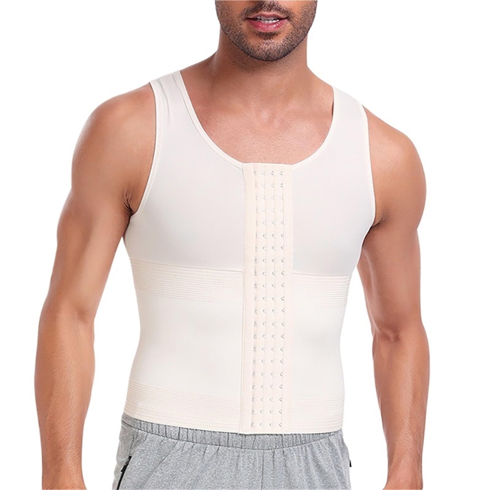 Prendas Moldeadoras Hombre Camiseta sin Mangas Moldeadora de Cintura con Control Abdomen y 4 Filas Ganchos for Hombre. Camisetas compresión for moldear el Cuerpo. Faja Reductora