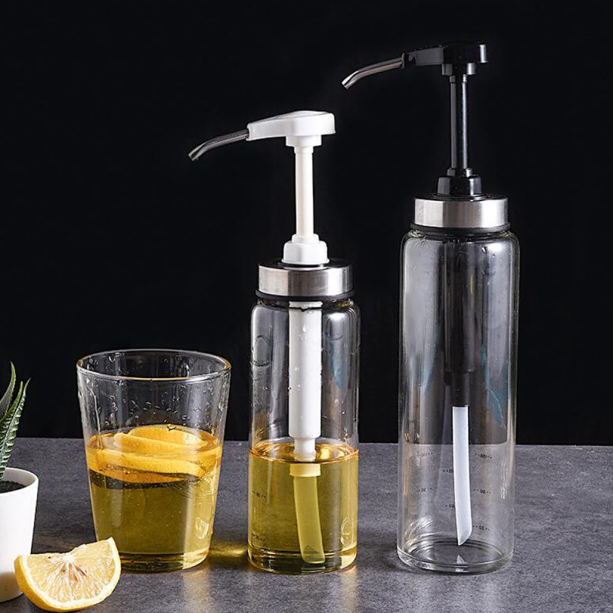 Beavorty Dispenser Marmellata in Vetro Pompa Dosatore in Acciaio Inox e Pp, Contenitore Ermetico da 300ml per Party e Conservazione in Armadio