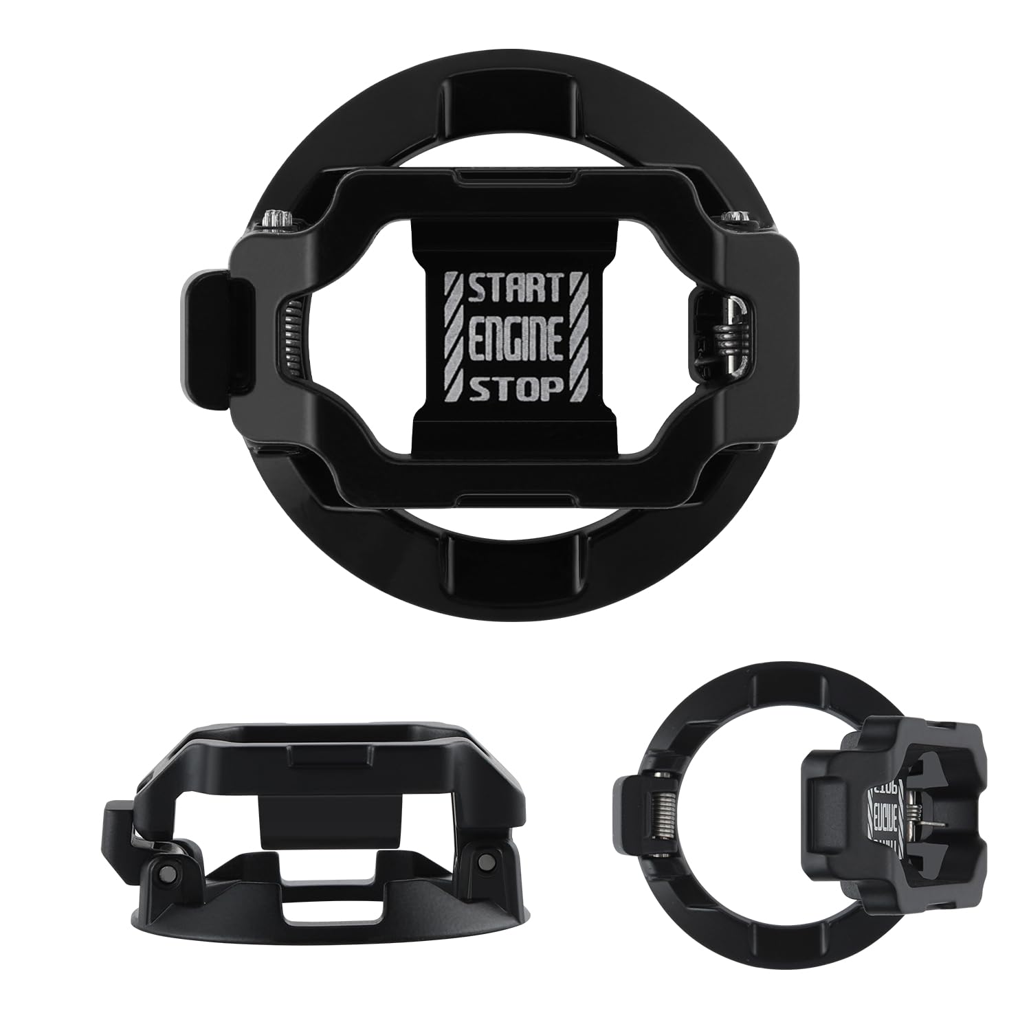 JUSTTOP Push Start Button Cover Press Engine Start Stop Button Cover Protective Anti-Scratch Metal Universal Ignition Switch Decoration for Car (Black)