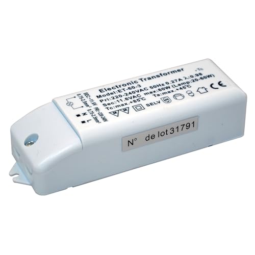 Tibelec 203230 - Transformador electrónico para lámparas halógenas de 12V 60W Max