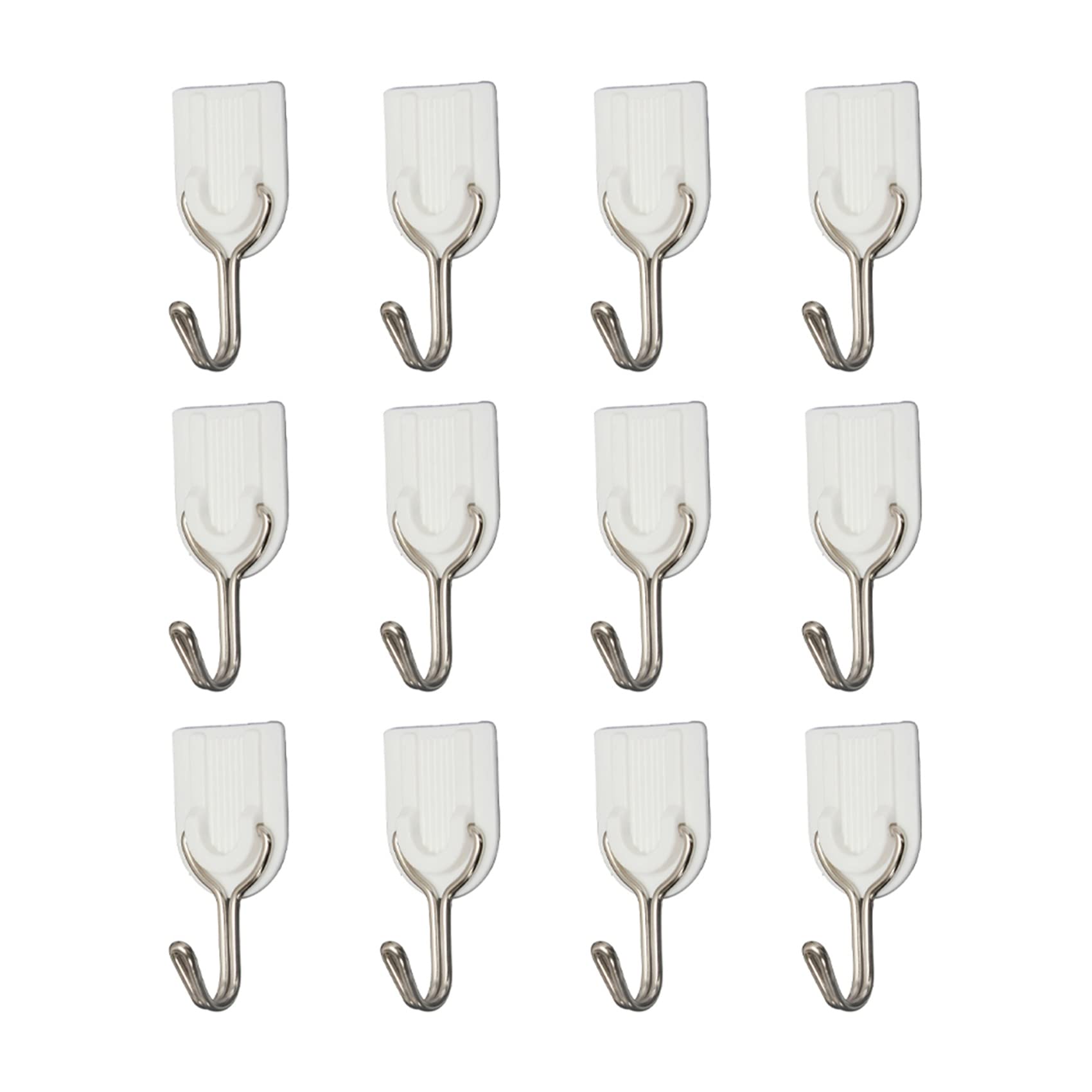 Pack of 12 Wall Door Hooks Towel Holder Self-Adhesive Bathroom Kitchen Adhesive Hooks