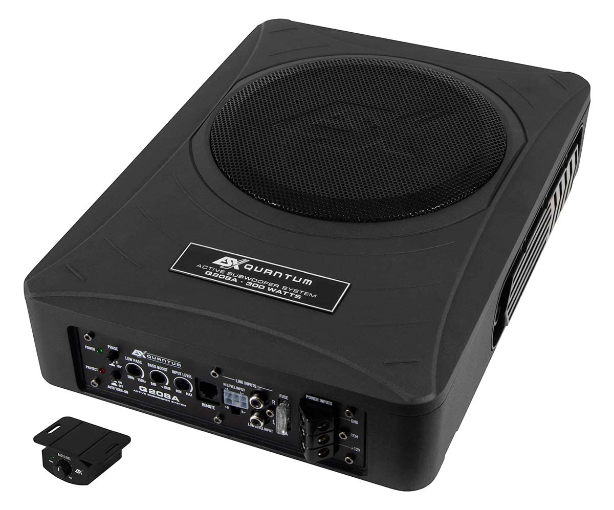 ESX Q208A - Aktiver 20 cm Untersitz-Subwoofer Bass inkl. eingebautem Verstärker