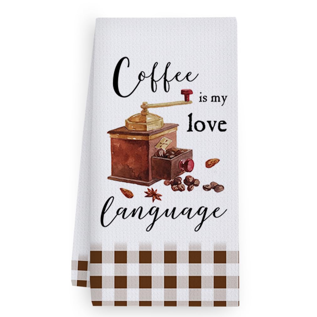 Trapos Cocina Granos De Café Marrones Paños de Cocina Suaves y Absorbentes Paños Cocina Reutilizables Trapos de Cocina para Secar Toallas Lavable Toallas de Barra Juego de 4 (40x60cm)