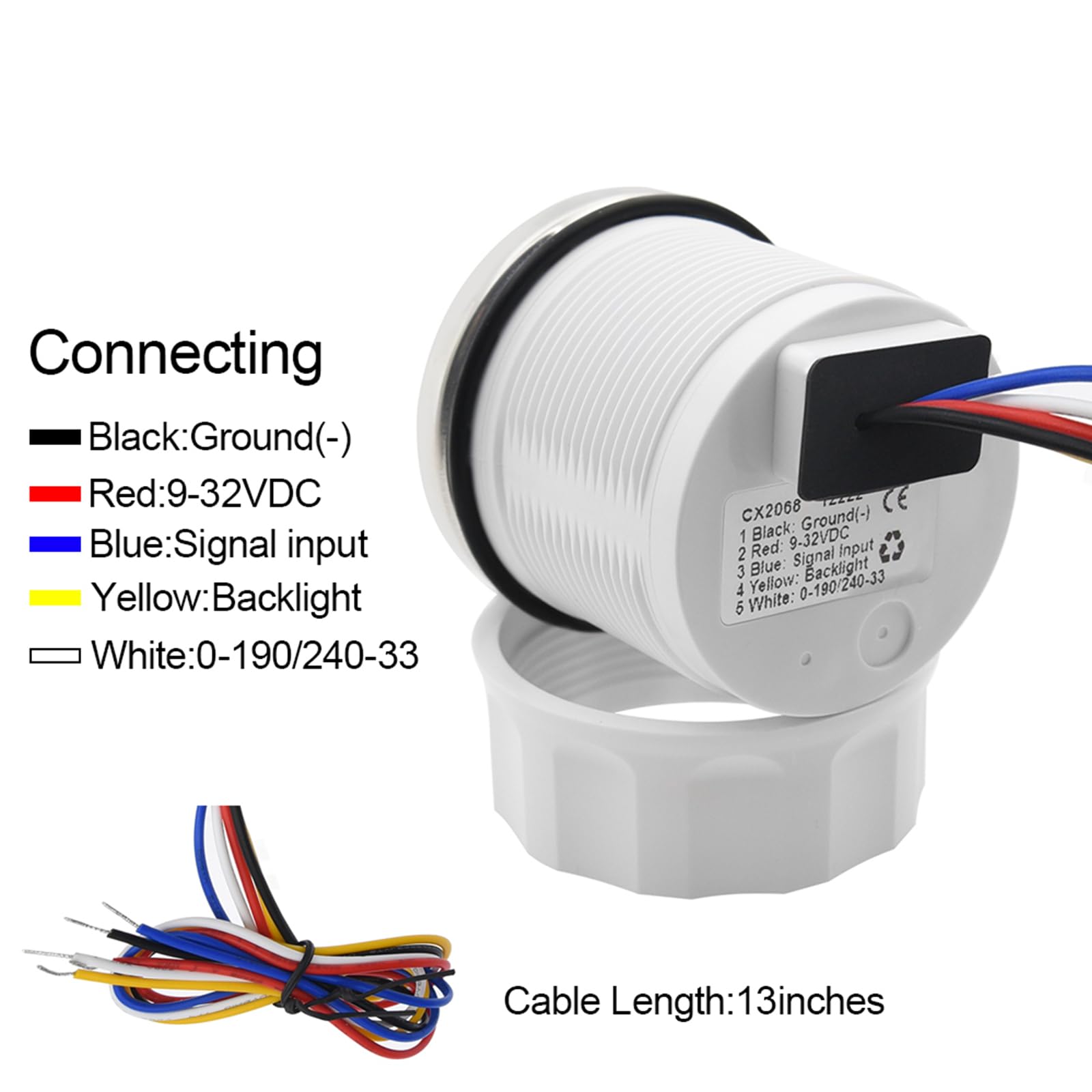 Geloo 0-190Ohm Jauge de niveau de carburant 7 couleurs LED Jauge de réservoir de carburant étanche avec voyant d'alarme pour marine voiture RV camping-car yacht