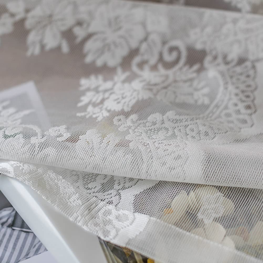 1 Panneau, Rideaux Voilage Voilé en Dentelle Diaphane Blanc, Draperies Décoratifs de Fenêtre, Rideau à Motif de Fleurs pour Salon, Cuisine (Size : WxH250x260cm/98x102inch)