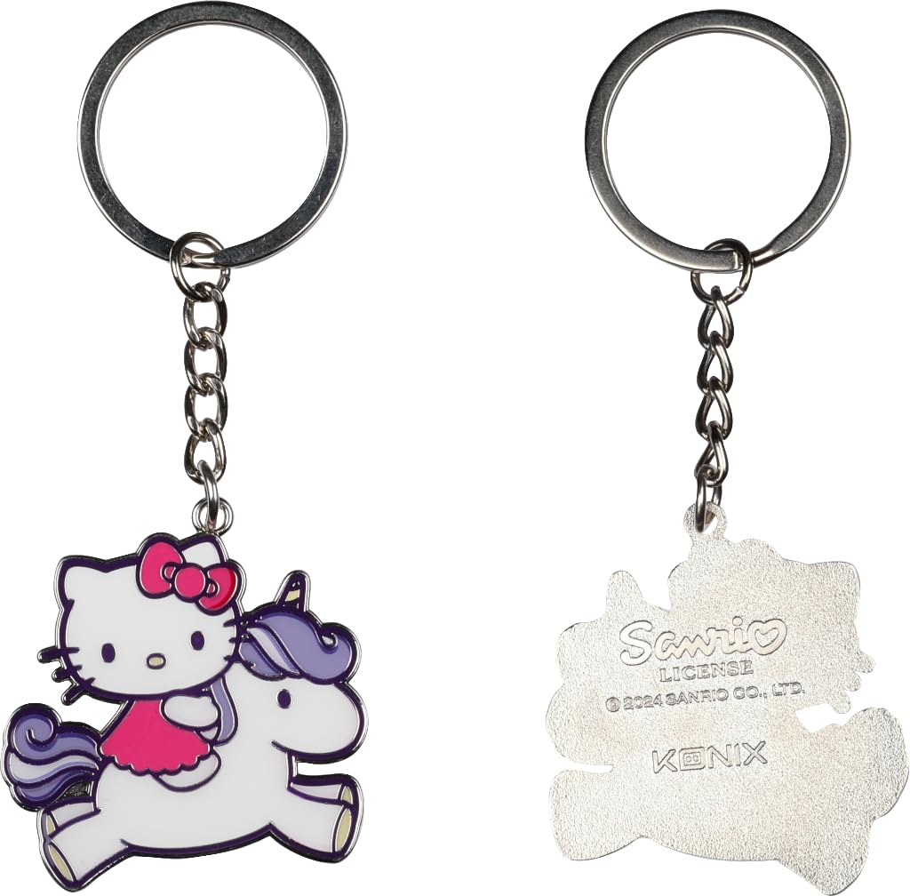Konix Hello Kitty Keyring - 4 x 4 cm - Metal - Unicorn Design