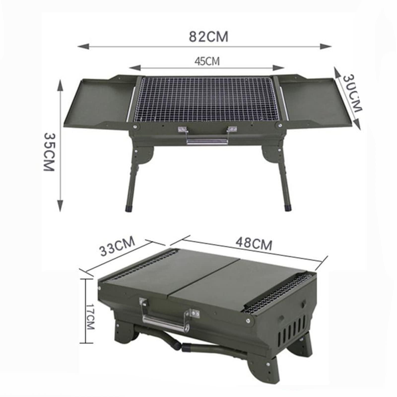 Przenośny grill na węgiel drzewny i wędzarnia, składany grill stołowy z termometrem, łatwa do czyszczenia, konstrukcja na kemping, do ogrodu, na podwórko i do gotowania na świeżym powietrzu