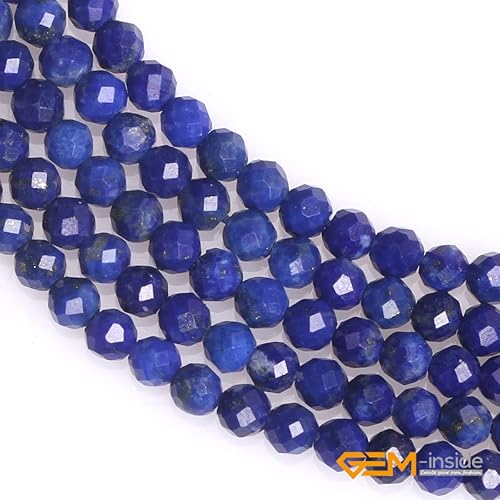 Miniatura 2 de GEM-Inside - Cuentas espaciadoras redondas facetadas semipreciosas de lapislázuli azul natural de 0.079 pulgadas para hacer joyas, 15 pulgadas