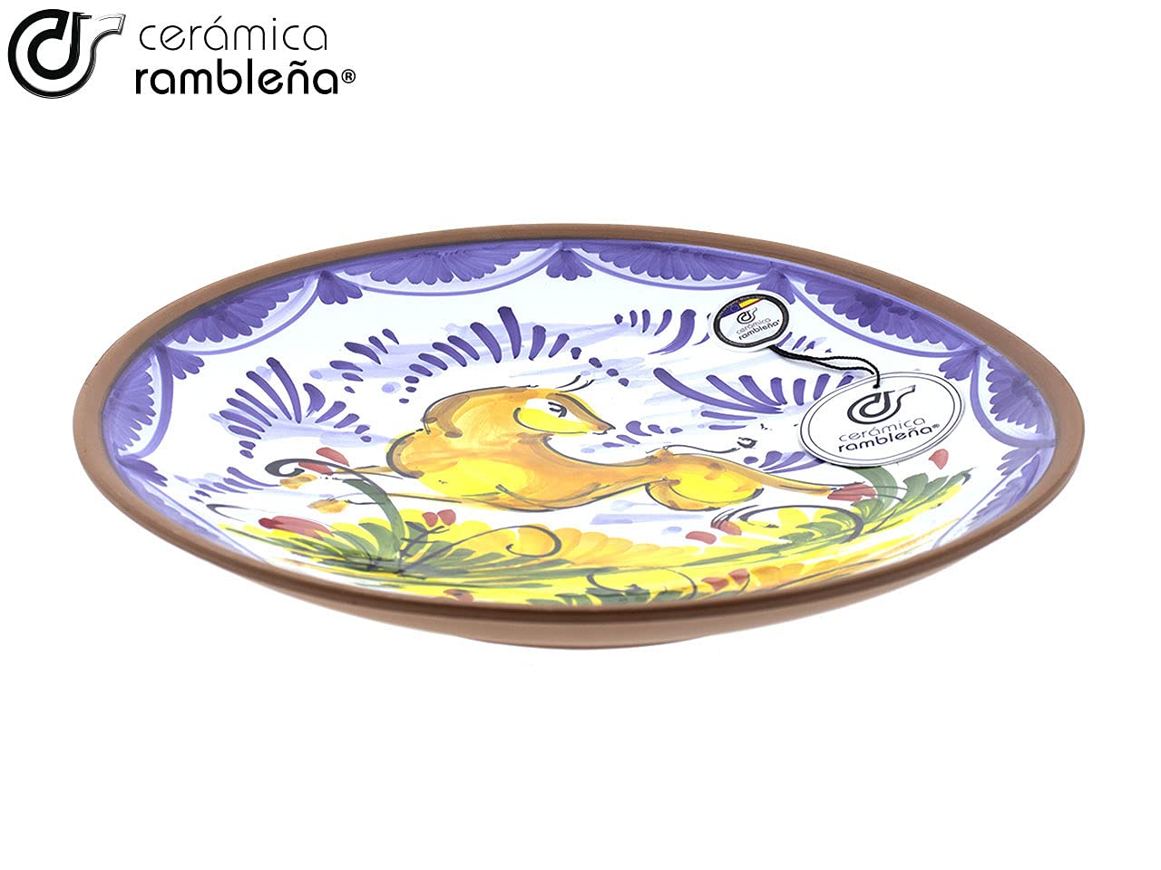 CERÁMICA RAMBLEÑA | Plato Decorativo para Colgar en Pared | Plato de cerámica | Plato de Pared | Plato Pared Decorado Montería Toro - Modelo D44 | 100% Decorado a Mano | 21x21x2.5 cm