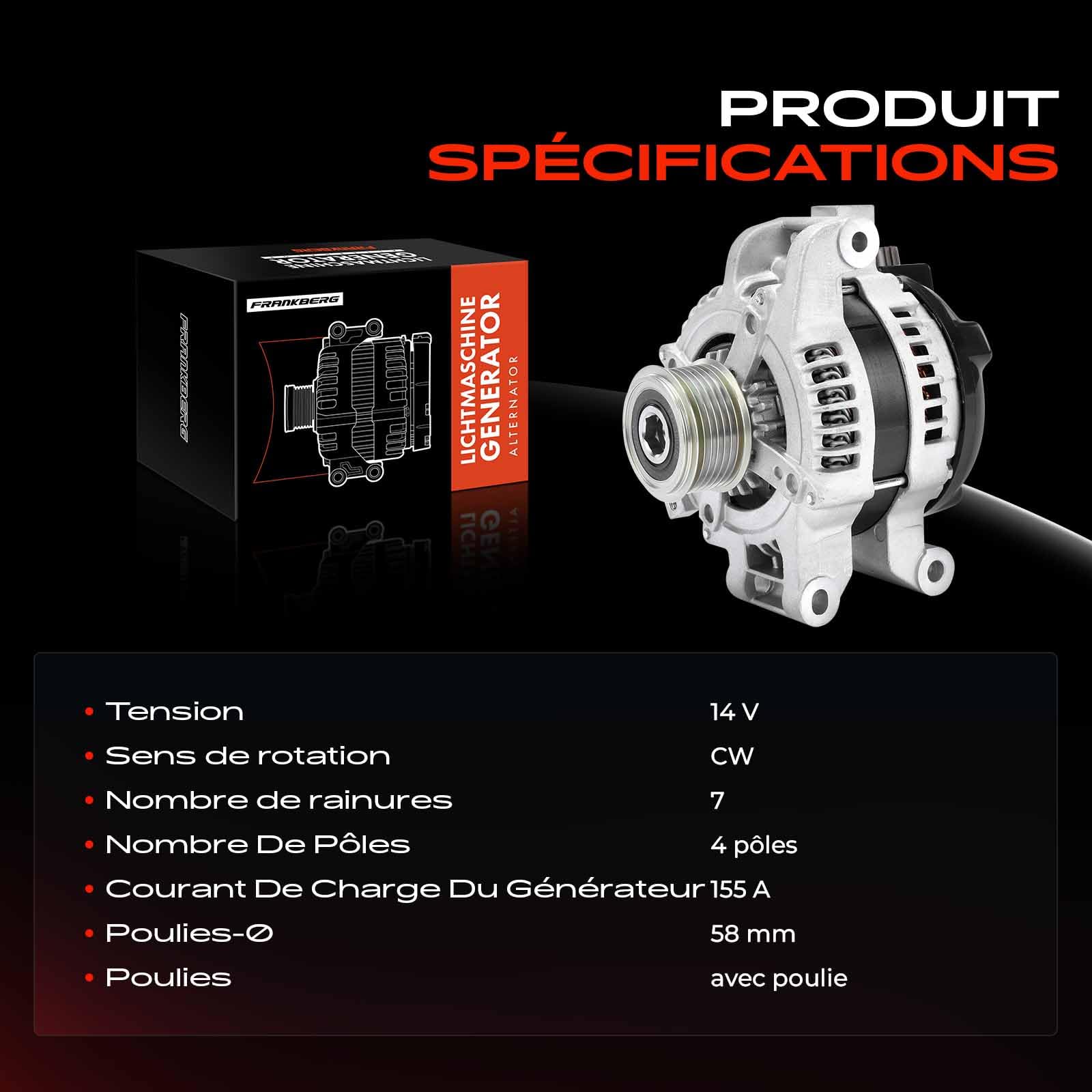 Frankberg Alternateur Diesel Compatible avec A.vensi.s Break T27 2.0L