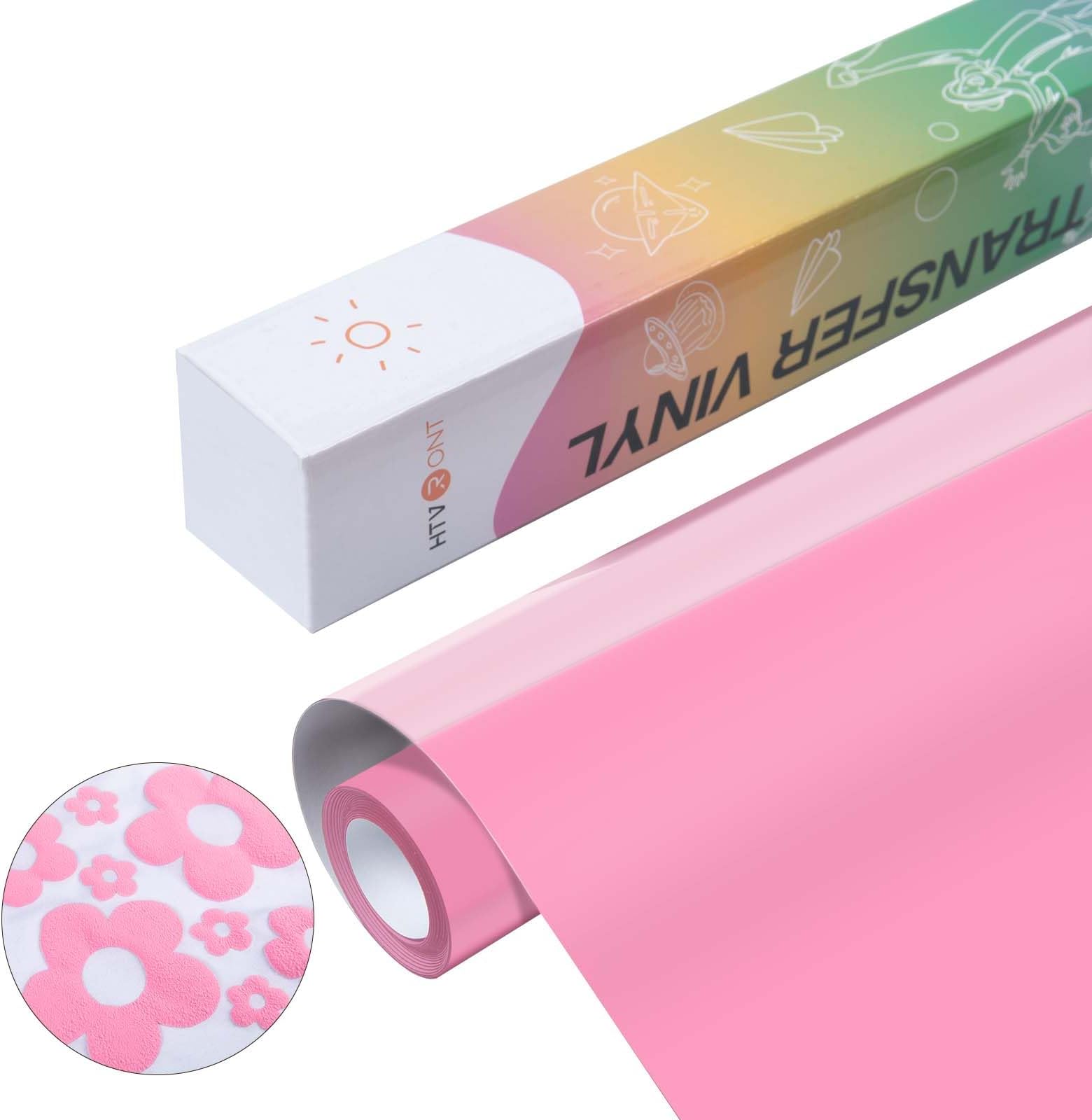 HTVRONT Puff Vinyl Heat Transfer 10" x 6ft Light Pink 3D