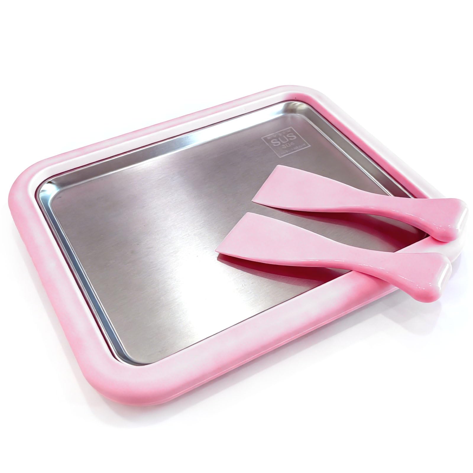 Photo 1 of **MISSING GREY TRAY**Rolled Ice Cream Maker,2026 New Rolled Ice Cream Maker Kit,DIY Rolled Ice Cream Tray with 2 Scrapers,Perfect for Family Fun,Homemade Desserts (Pink)