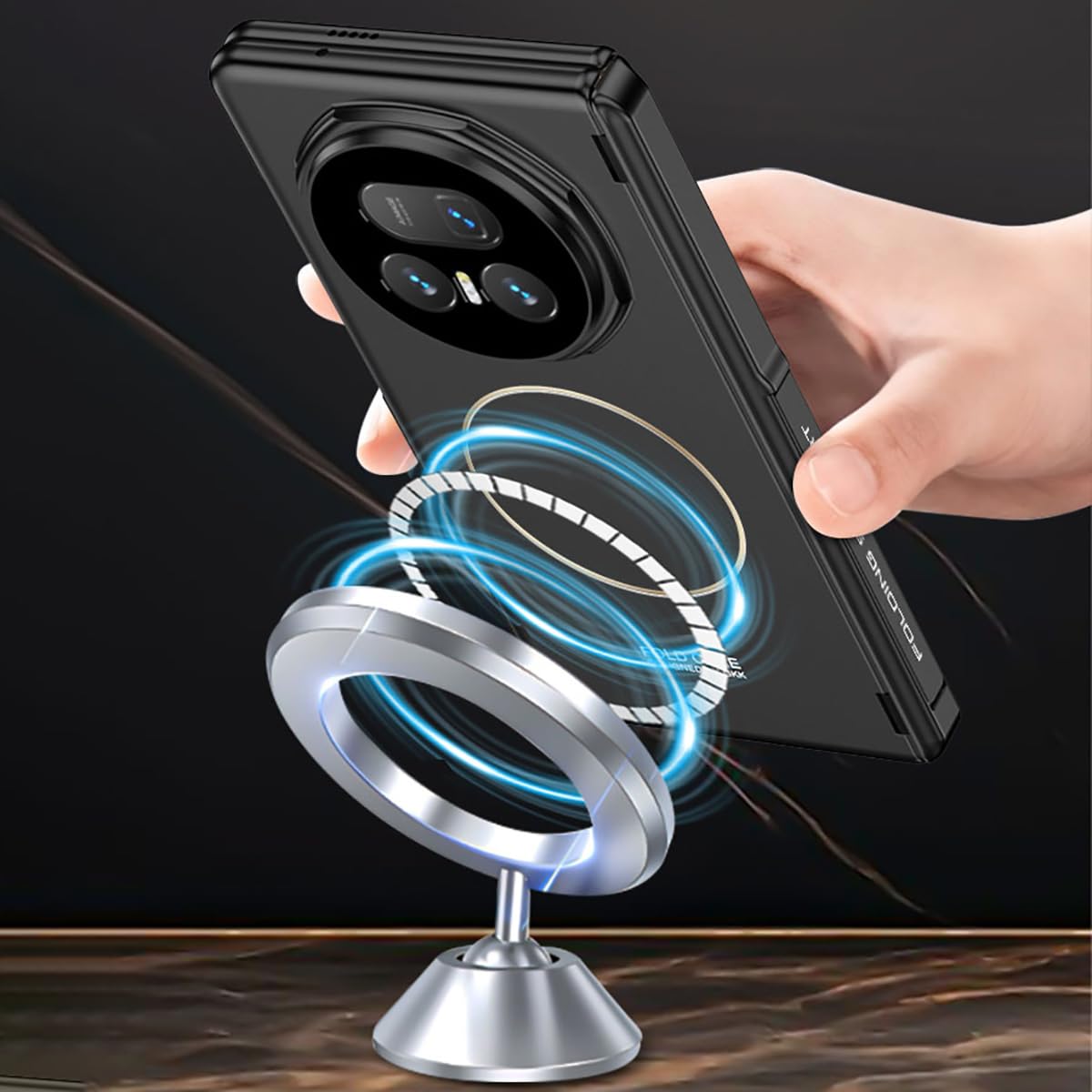 COQUE Custodia per Magic V5,Cover per cellulare con cerniera magnetica e pellicola protettiva,Custodia ad anello magnetico integrata per Honor Magic V5-Grigio titanio