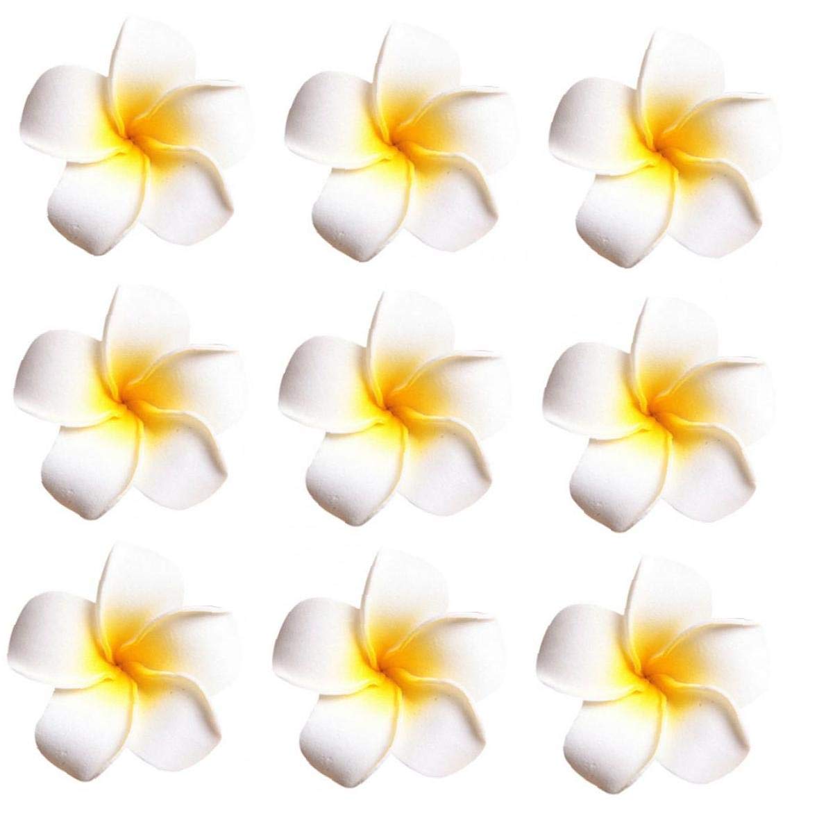 Hotaden 100pcs 4cm Artificial Flowers Plumeria Hawaiian Foam Frangipani Flower for Wedding Party