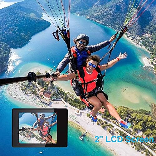 Piwoka Action Camera 1080P 12MP Waterproof Underwater 98ft Sports Camera 2" LCD Screen Wide Angle with Mounting Accessories Kit