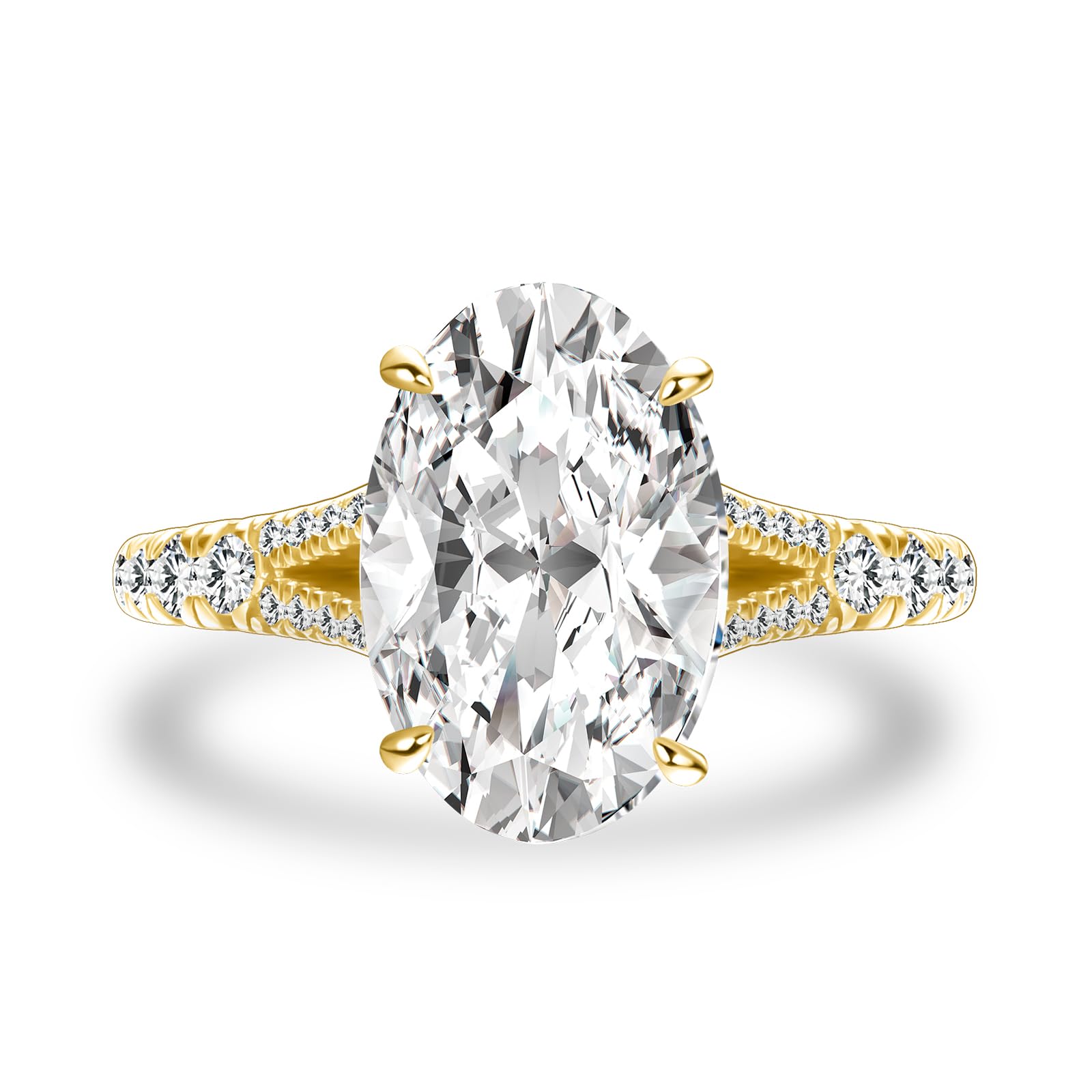 Maxinejewelry 3.5 Carat Oval Cut Engagement Ring with Split Shank, 5A Cubic Zirconia Promise Ring for Women in S925 Silver