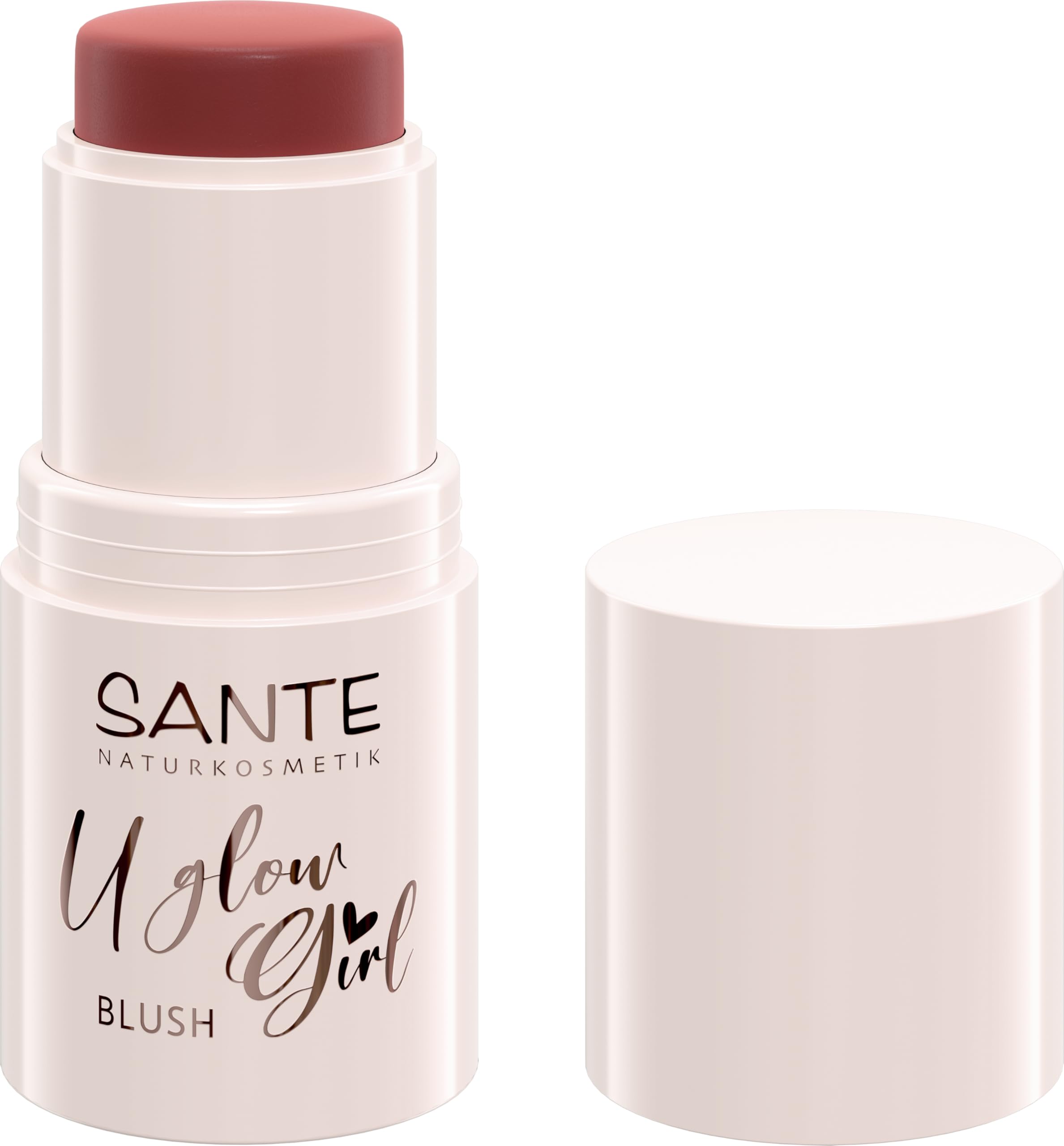 SANTE Naturkosmetik U Glow Girl różowy Stick 01 Peach, naturalnie świeży, kremowy, lekka konsystencja, do policzków, ust i brwi, wegański, certyfikat NaTrue, edycja limitowana, 6 g