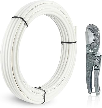 3/4 Inch Seelink PEX-B Pipe, 100 ft Pex B Tubing White for Hot/Cold Water Plumbing Application with a Pipe CutterW3