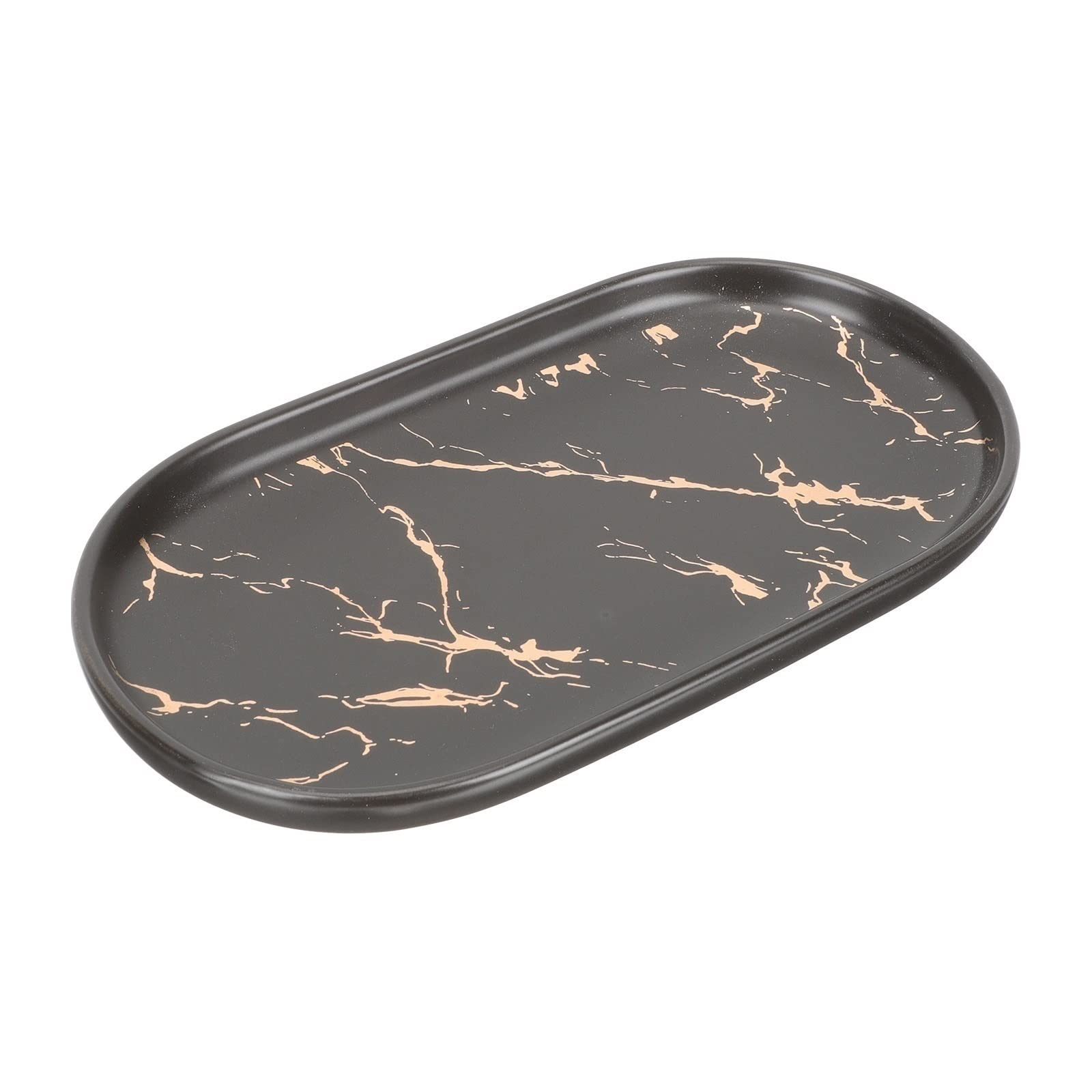 JINGYAN Breakfast Trays Tray Bathroom Marble Ceramic Plate Jewelry Storage Dish Serving Accessories Vanity Holder Soap Ring Desktop Dresser Makeup Fruit(2)