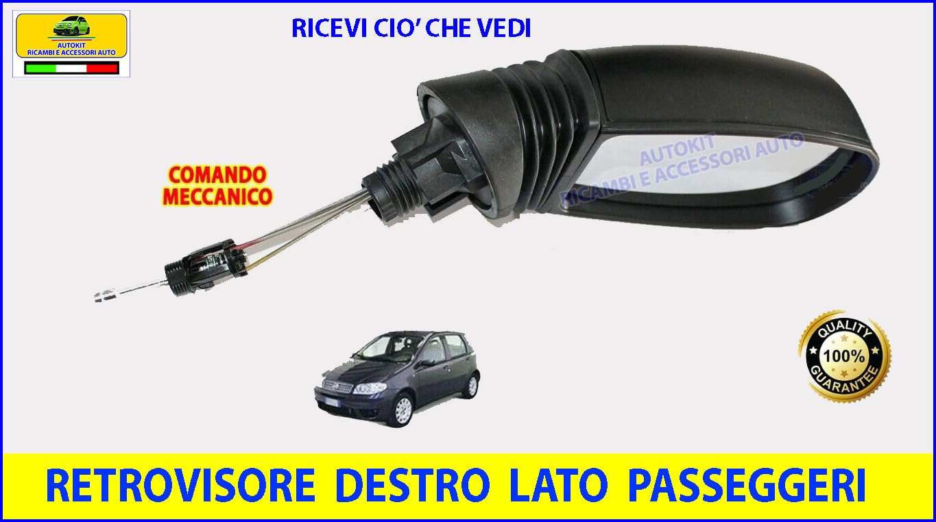 Specchietto Retrovisore Sinistro lato Guida comando Meccanico Specifico per Punto modello 188 prodotte dal 1999 al 2010-83060