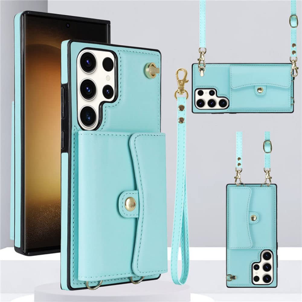 Housse Note 9 Samsung anti-chute avec cordon et rangement de cartes vert