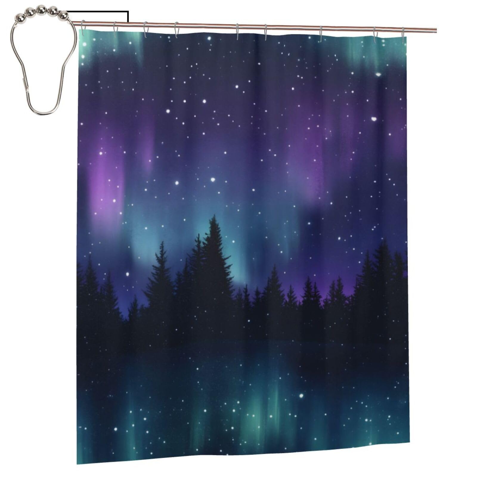 HEILIVIO Shower Curtain Starry Night Waterproof Fabric Stylish Durable Bathroom Decor,Quick-Dry,60x72inches,Includes 12 Iron Hooks