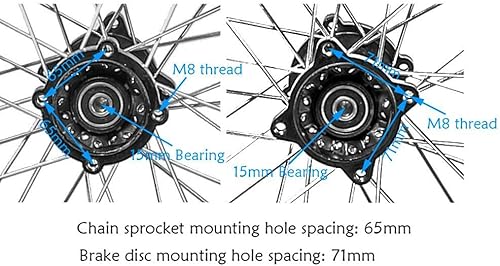 Miniatura 2 de Neumático y llanta delantera 60100-14 + trasera 80100-12 con rodamiento de 0.591 in para todoterreno Dirt Pit Bike Apollo Taotao Coolster SSR 110