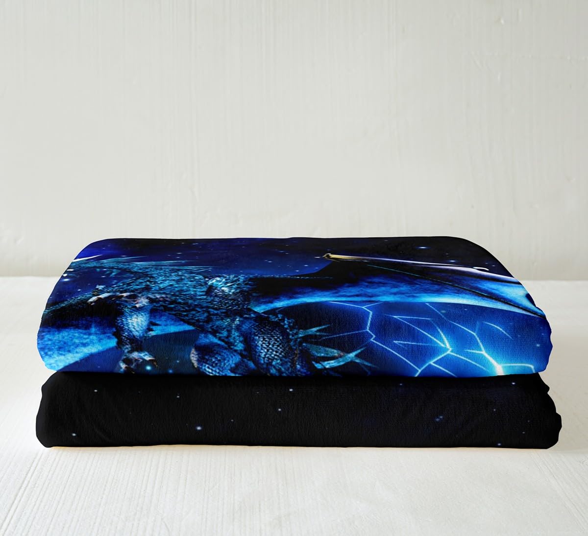 Loussiesd Galaxy Dragon Sherpa Throw Blanket, Chic Outer Space Starry Sky Fleece for Bed - Image 3