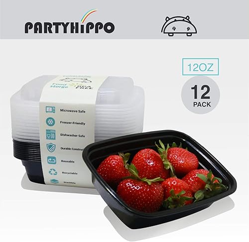 Miniatura 3 de PARTYHIPPO Recipientes pequeños para preparación de comidas, tapas individuales, paquete de 12 unidades, 12 onzas, almacenamiento de alimentos, sin
