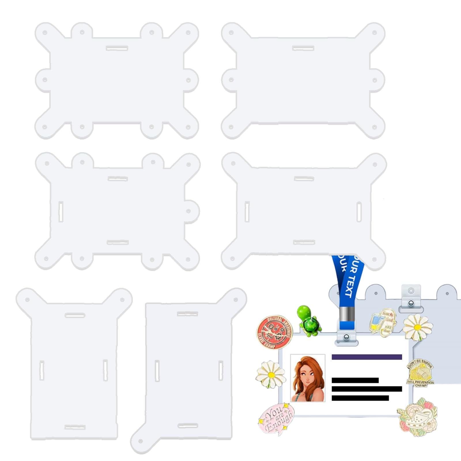 Badge Buddy Pin Holder, Six Styles of Nurse Badge Pin Holder, Acrylic Badge Topper Adapter, Badge Buddy Pin Holder for Displaying Badge Accessories,