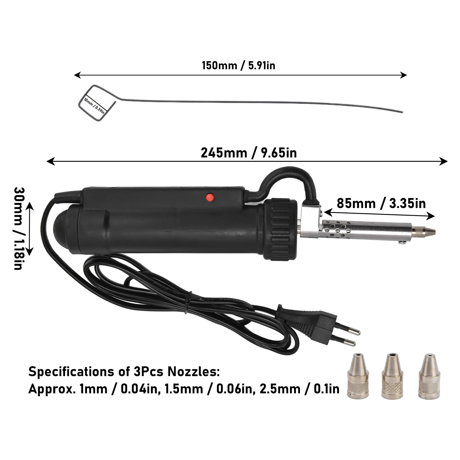 Pistola desoldadora automática, ventosa de soldadura AC220V 30W con enchufe de la UE, bomba desoldadora eléctrica, juego de herramientas de soldadura de pistola de hierro portátil con barra de acero y