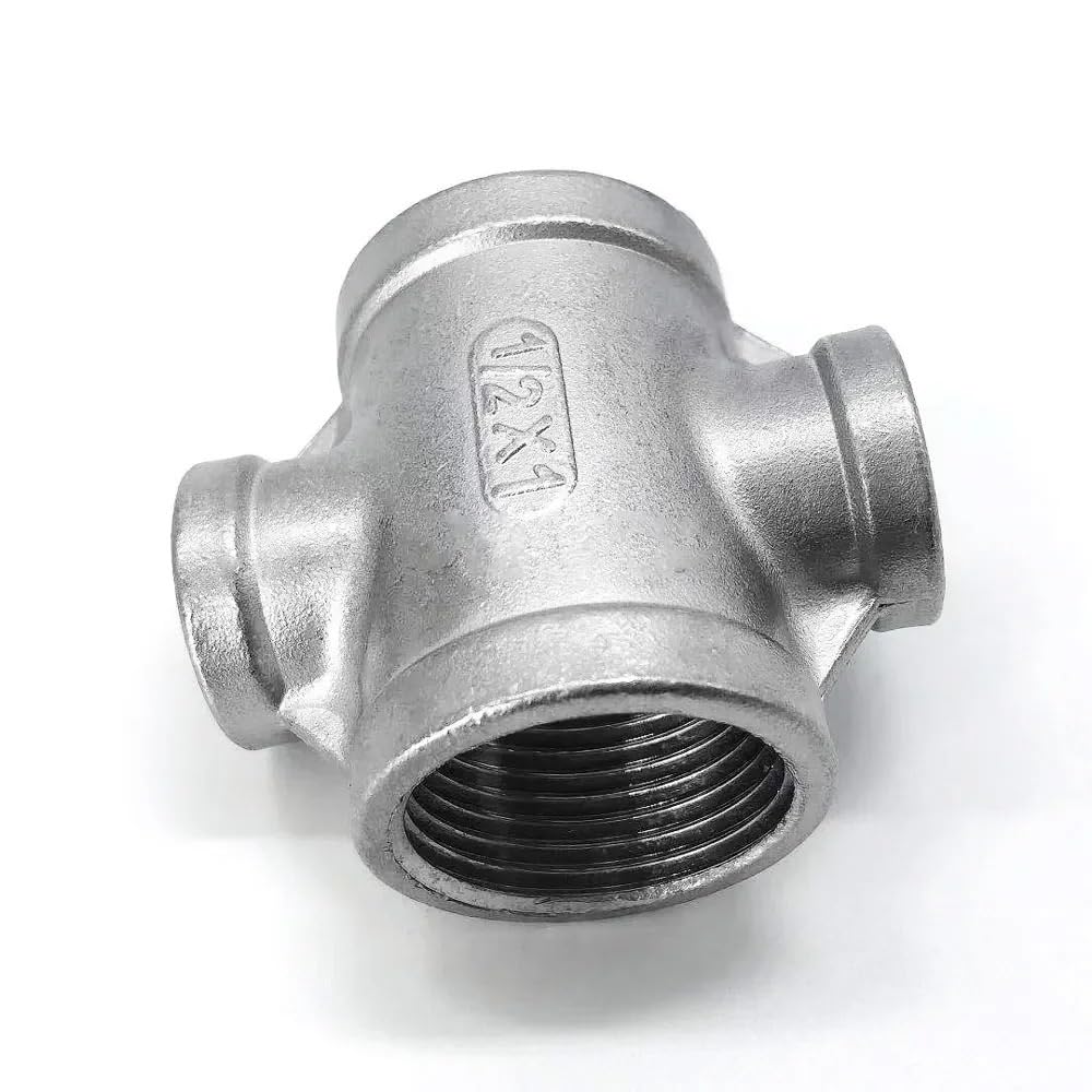 Reductor Hembra BSP de 1-1/2" a 1" en Cruz, 4 vías, Acero Inoxidable 304, for tuberías de Agua, Gas y petróleo