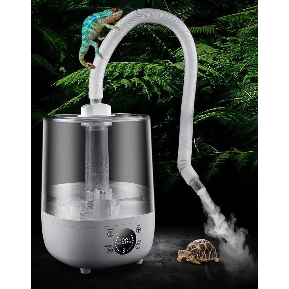 Sarini Humidificador de Reptiles para Terrarios, Tanque de Agua Grande de 4L, Generador de Niebla con Tubo Telescópico, Pulverizador Silencioso para Reptiles y Plantas Húmedas