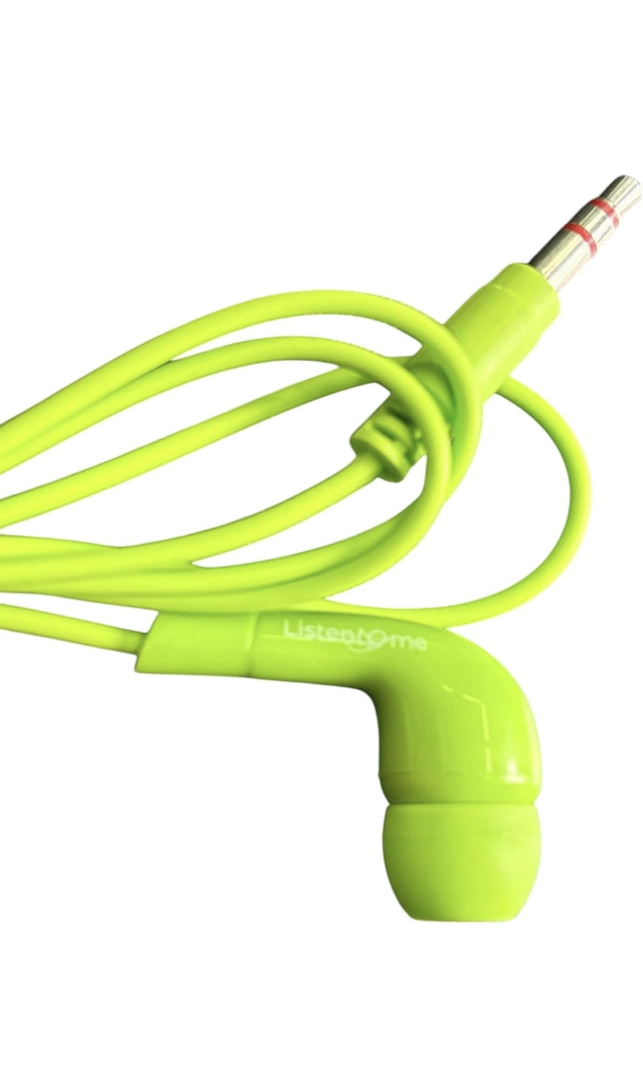 Confezione da 100 Auricolari Monouso In-Ear, Singolarmente Imbustati, Cavo da 80 cm, Spinotto da 3,5 mm, Colore Verde Lime