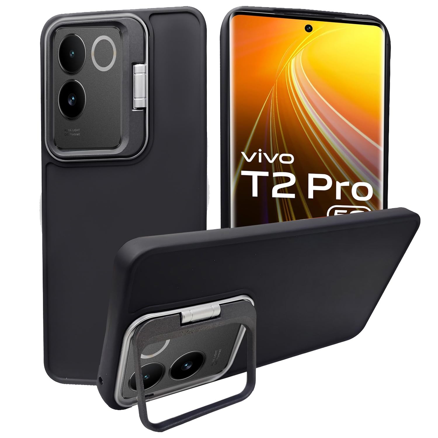 A rtistque Silicone Back Cover Case for iQOO Z7 Pro/Vivo T2 Pro 5G with Camera Stand | Shockproof TPU | Stylish Protective Design | Slim Fit | Ultra Matte - Black (B0D97M4JKB) Amazon Price History, Amazon Price Tracker