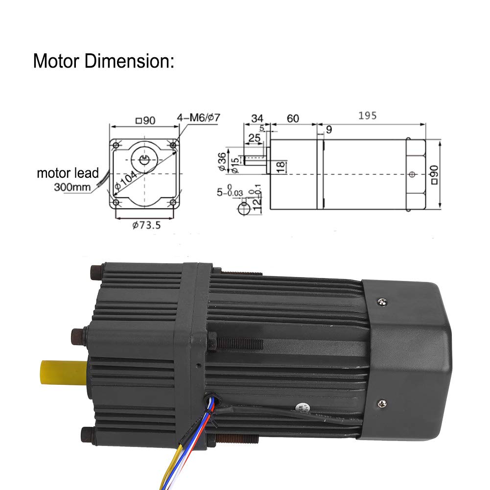 Jeffergarden Moteur à Réduction, 180 W, Réversible, AC 220 V (Rapport de