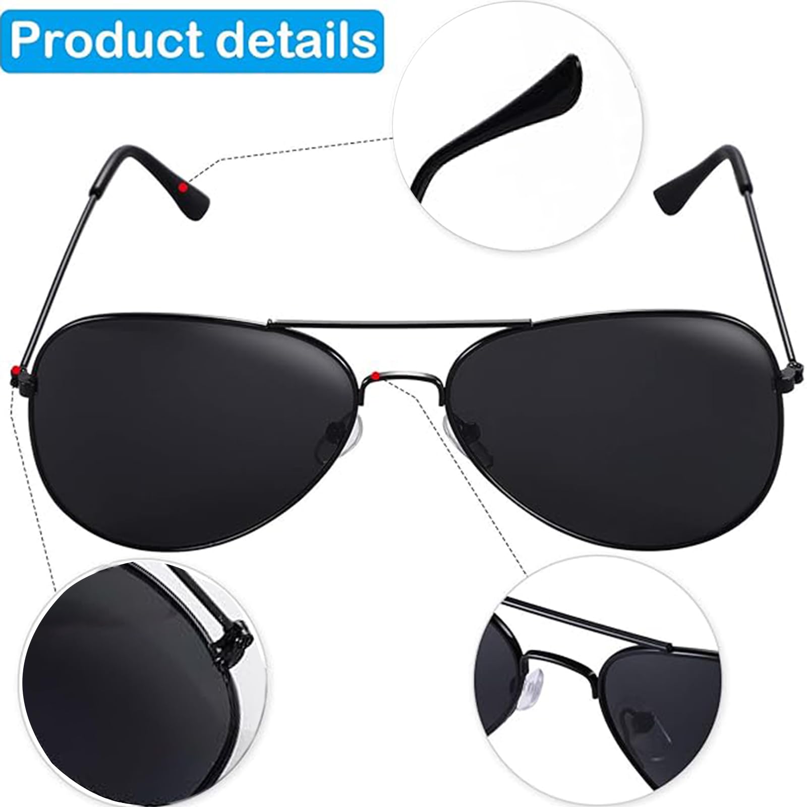 LIUQOBN 6 Pcs Costume Accessories, Agent Accessories Set, Includes sunglasses intercom line earplugs tie badge badge holder - Image 4