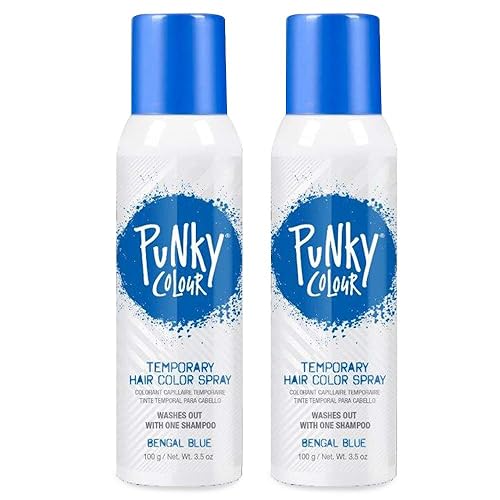 Punky - Spray de color temporal para el cabello, azul bengala, tinte que no maltrata el cabello, colorante para el cabello vívido al instante, 3.5