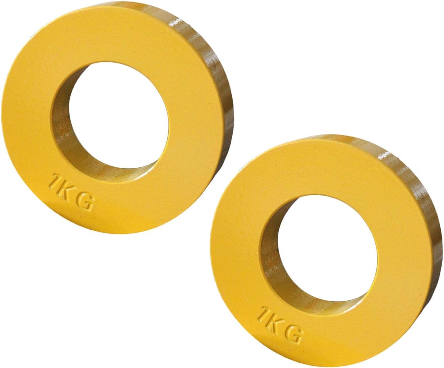 Colorful 2 Pieces Micro Olympic Fractional Weight Plate Sets 0.25-1kg for Strength Training & Progressive Overload - Yellow 1kg