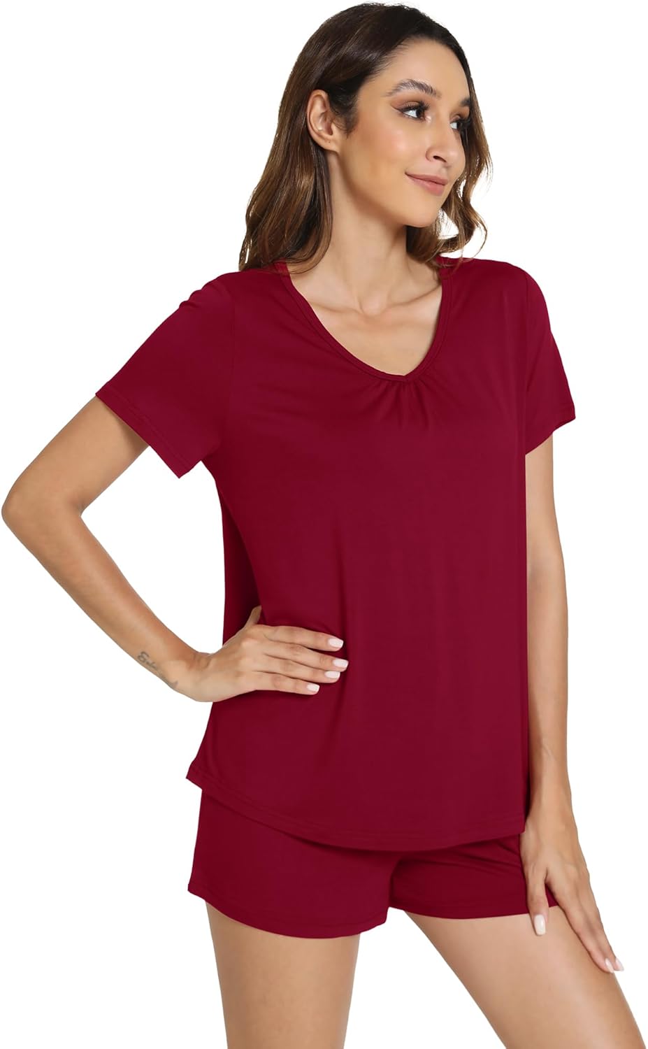 WiWi Viscose from Bamboo Pajamas for Women Loose Comfy Two Pieces Pj Set Top and Shorts Loungewear S-XXL - Image 4