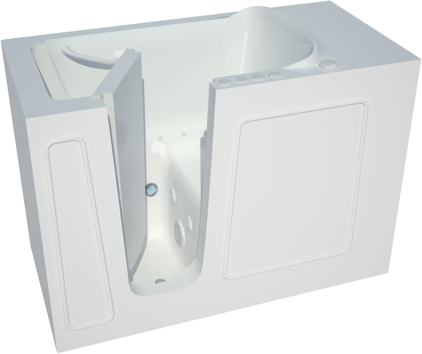 MT2653LWD Compact 26 by 53 by 38-Inch Dual Hydrotherapy and Air Jetted Walk In Bathtub Spa Left Side Door, White