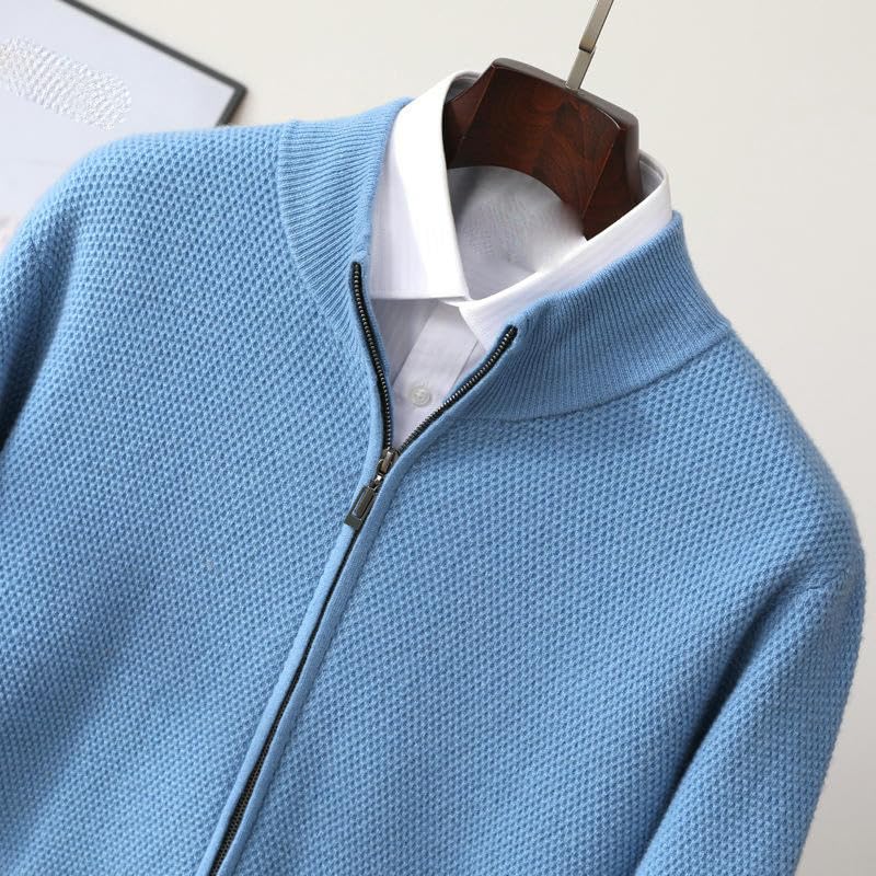 Men's Autumn Winter Business Casual Stand Collar Zipper Base Cashmere Knit Sweater Cardigan2