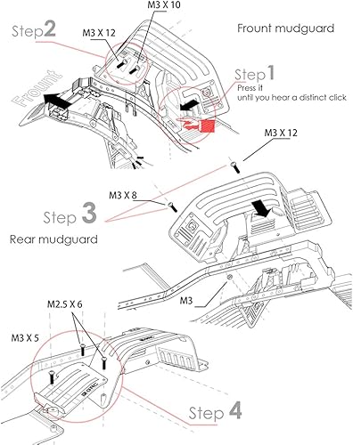 Miniatura 2 de INJORA Guardabarros delantero y trasero para 1/10 RC Crawler Axial SCX10 II 90046 90047 plástico, negro